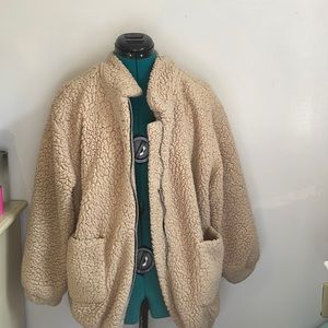 brown teddy zip up jacket